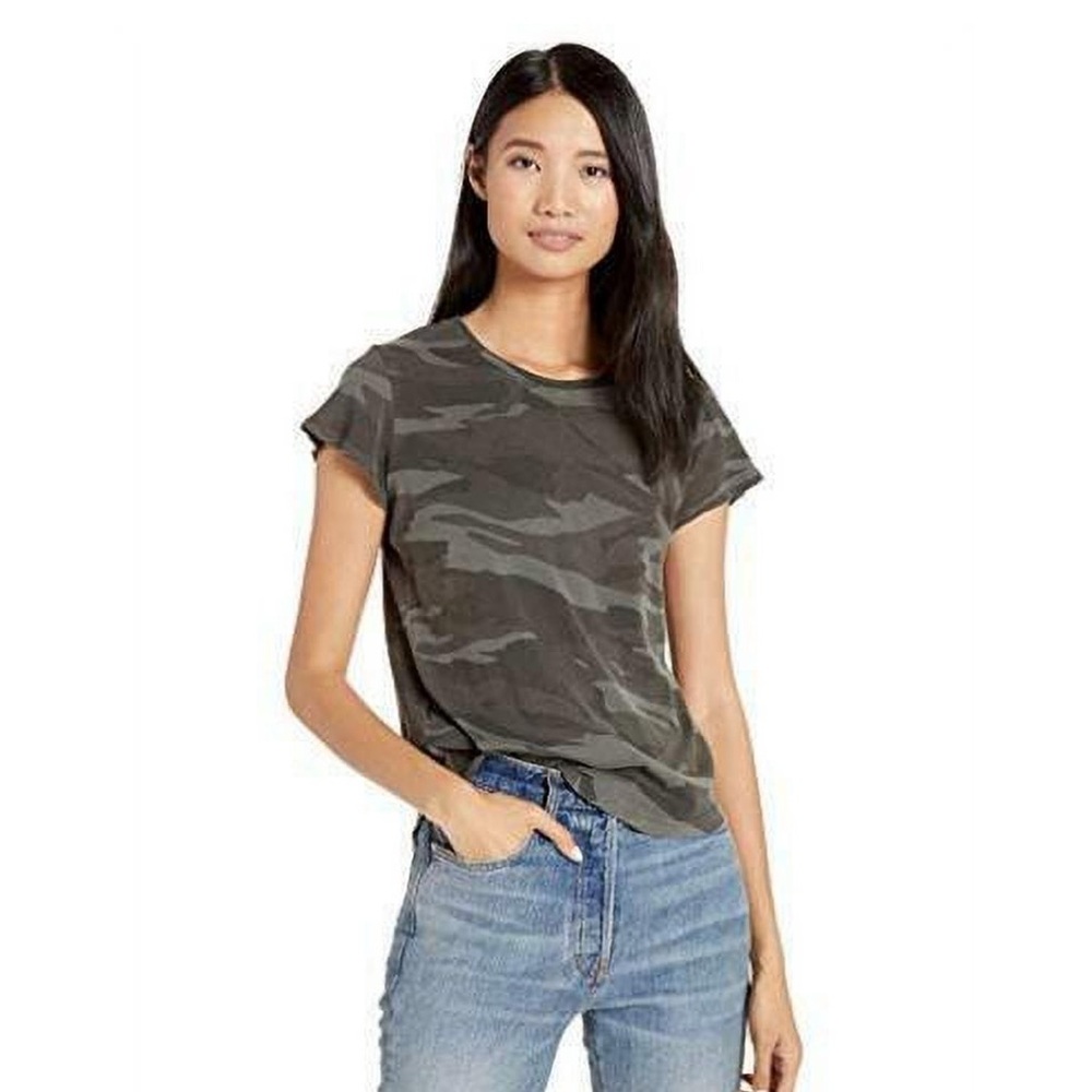 Splendid Camo Round Neck Green Short Sleeve Size XXL
